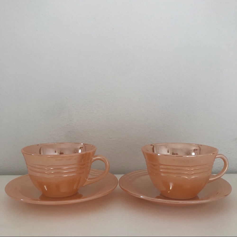 Three Bands Peach Depression Glass
